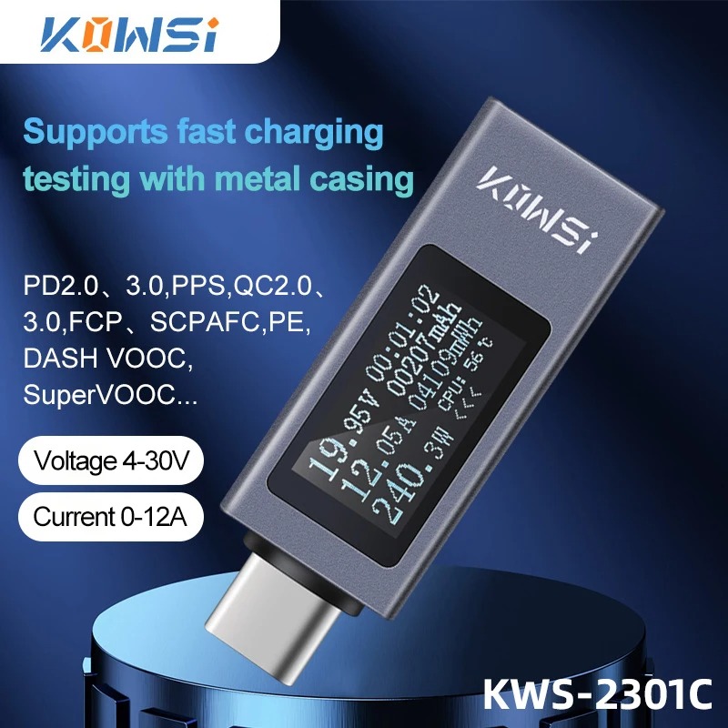 Power Supply Tester - Монитор напряжения тока Type-C KWS-2301C Измеритель